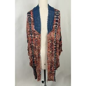 Sloane Rouge Size M/L Multicolor Kimono Lightweight Cardigan Artsy Boho Crochet